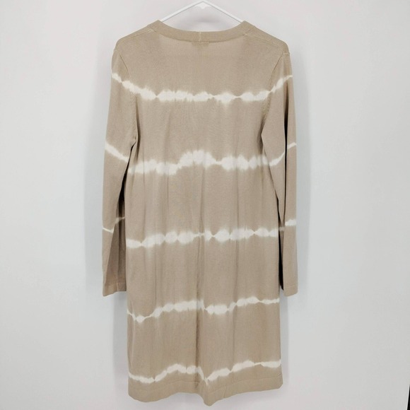Pure Jill Tie Dye Cotton Blend Long Duster Cardigan Beige White Women's‎ Size M - Picture 4 of 5